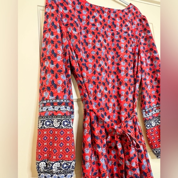 NWT LOFT red floral tie dress size L - Picture 7 of 7
